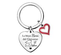 HZBLAZ Llaveros Esposa Regalos San Valentín Joyería Corazón Mejor Esposa Del Universo Cumpleaños Alma Gemela Apreciar Recuerdos Aniversario Boda Jubilación Navidad Acción Gracias Llavero Mujer