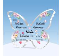 HZBLAZ Nieta Placa Acrílica Inspirador Regalos Graduación Cumpleaños Navidad Apreciar Souvenirs Mujeres Mariposa Signo Decoración del Hogar Jubilación Fomentar Año Nuevo Mi Nieta Eres Increíble