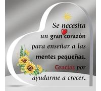 HZBLAZ Placas Acrílicas Corazón Maestra Regalo Día del Maestro Cumpleaños Graduación Navidad Profesora Jubilación Apreciar Mujeres Hombres Escritorio Letrero Oficina Decoración Hogar Recuerdos