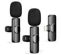 HZBWCO Micrófono de Solapa Inalámbrico para iPhone, 2,4 GHz Wireless Micro, Mini Micrófono Condensador Omnidireccional de Grabación de Vídeo para Entrevista Podcast Vlog Youtube Live Stream - 2 Mic
