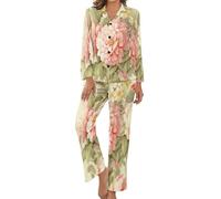 HZCRAES Conjunto De Pijama De Mujeres De Peonía Rococó Vintage De Manga Larga Pantalones Largos para Mujer De Dos Piezas Otoño E Invierno Pijama Set Ropa De Dormir con Bolsillo Botón Placket