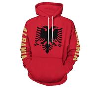 HZCRAES Hombre Sudaderas con Capucha Jerséis 3D Impreso Bandera de Albania Estampado Sudadera Jumper Mujer Jersey de Manga Larga Suave Logotipo Sweatshirt con Bolsillo, Rojo