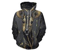 HZCRAES Hombre Sudaderas con Capucha Jerséis 3D Impreso Ciervo Agrietado Abstracto Animal Elegante Estampado Sudadera Jumper Mujer Jersey De Manga Larga Suave Logotipo Sweatshirt con Bolsillo, Negro