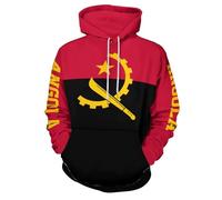 HZCRAES Sudadera con Capucha Bandera de Angola para Hombre, Talla Grande Sudadera con Impresa En 3D con Bolsillo, Chaqueta Informal Manga Larga Harajuku Otoño, Rojo y Negro