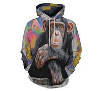 HZCRAES Sudadera Hombre con Capucha Animales De Moda Sudaderas Hombres Running Deportivas con Bolsillo Grafiti Callejero Sweatshirt Manga Larga Pullover Hoodie Holgados Ropa De Trabajo Gris