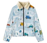 HZCRAES Sudaderas Con Camino A Rayas Para Mujer Chaquetas Chandal Invierno Con Cremallera Sudadera Forro Polar Cazadora Mujer Termica Coche De Dibujos Animados Chaqueta Manga Larga, Azul Claro