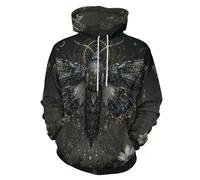 HZCRAES Sudaderas con Capucha para Hombre Polilla Misteriosa Suave Oversize 3D Hoodie con Bolsillos Negro Cielo Estrellado Geométrico Casual Ligero Cómodo Jersey Otoño Deportivo Streetwear Sudadera