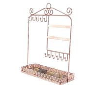 HZCVSG 1Pc Rose Gold Metal Necklace Display Stand European Style Vertical Rack Earrings Holder Showcase Ideal for Organizing Necklaces Bracelets & Jewelry Trays