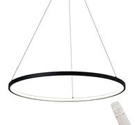 HZCVSG 3000-6000K Dimmable 1-Ring Chandelier Black Aluminum + Acrylic Height Adjustable with Remote Control Pendant Light