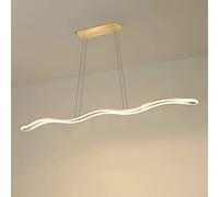 HZCVSG 39.4in Dining Room Long Pendant Light, Gold Metal Wave Hanging Lamp with Linear Acrylic Shade, Minimalist Kitchen Island Strip Suspension Lamp,for Various Rooms