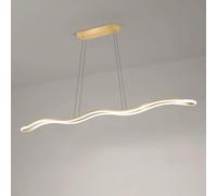 HZCVSG 39.4in Dining Room Long Pendant Light, Gold Metal Wave Hanging Lamp with Linear Acrylic Shade, Minimalist Kitchen Island Strip Suspension Lamp,for Various Rooms