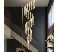 HZCVSG 60" Adjustable Chandelier - Elegant Crystal Fixture with Premium Zylinder Mirrors - For Living Room, Dining Area and Entryways