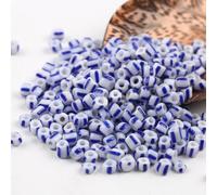 HZCVSG 900/1500/4500pcs 3/4/5mm Blue White Striped Czech Glass Spacer Vintage Seed Beads, Jewelry Making, Crafts, Bracelet Necklace