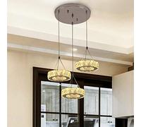 HZCVSG Adjustable 3-Light Crystal Pendant Ceiling Lamp Vintage Round Chandelier for Dining Room Living Room Bedroom Office - Warm White