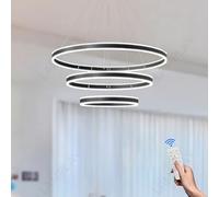 HZCVSG Adjustable Height Round Pendant Light with Remote, 20-80cm Diameter for Living Room, Bedroom, Kitchen (Contemporary)