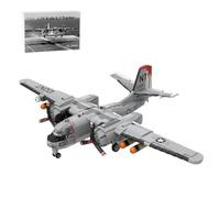 HZCVSG Aeroplane Military Model, Includes Rockets, MOC-143540 S-2 Tracker Building Block Set in Scale, Foldable and Swivel Ailerons, Gift for Adults (1757 Pieces)