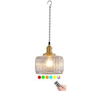 HZCVSG Battery Operated Outdoor Pendant Light with Remote Control - Clear Glass Chandelier for Gazebo, Porch, Patio & Indoor Decor