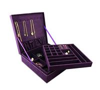 HZCVSG Boxes Purple Flannel Organiser with Safety Lock Jewellery Chest Watch Necklace Ring Earring Bracelet Jewelry Box for Women