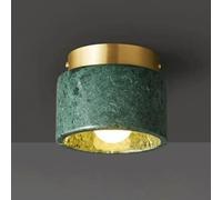 HZCVSG Brushed Brass Black Ceiling Hallway Light Cylinder Natural Stone Marble Shade Small Close To Ceiling Light Fixture - Porch Entry Ceiling Light,for Various Rooms