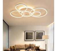 HZCVSG Ceiling Light 86W Dimmable 6 Round Rings Pendant Lamp Acrylic Aluminum Lampshade with Remote Control Chandeliers Living Room Bedroom Office Kindergarten
