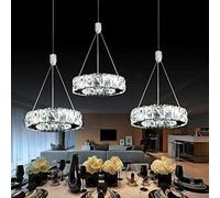 HZCVSG Chandelier Adjustable Height Crystal Pendant Light 3-Ring Vintage for Dining Room Living Room Bedroom Office Decor Rectangular Cool White