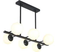 HZCVSG Chandelier Lamp, Black Sputnik with Globe White Glass Lampshade Mid Century Farmhouse Pendant Light Fixture,for Various Rooms