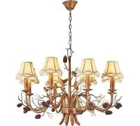 HZCVSG Chandeliers Rustic Chandelier Style V-intage Pendant Lights Fabric Shade Brown Crack Antique Finish Hanging Chandelier,for Various Rooms