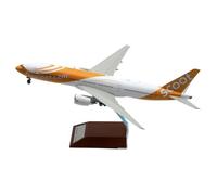 HZCVSG Collectible Plane 200 For Fly Scoot Boeing B777-200 Diecast Aircraft Jet Model 9V-OTD with Wood Stand Planetoy Set
