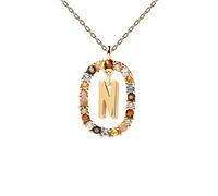 HZCVSG Color Rainbow Pendant Letters A-Z Necklace with Chain Micro Pave Square Clasps Jewelry Lock Carabiner For Making