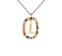 HZCVSG Color Rainbow Pendant Letters A-Z Necklace with Chain Micro Pave Square Clasps Jewelry Lock Carabiner For Making