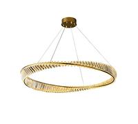 HZCVSG Creative Ring Chandelier,For Living Room Dining Room,Italian Golden Two Circles During Lamp, Nordic Luxury Light Crystal Chandelier