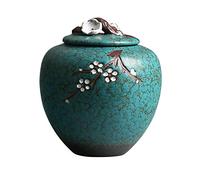 HZCVSG Cremation UrnsFor Ashes Funeral Urn Cremation Ash Jar Adult Children's Pet Burial Ceramics Memorial Funeral Urn Bone Household Cremation Special Altar Black White and Seal (Color : Blue, Size