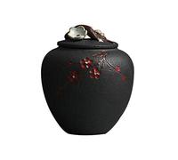 HZCVSG Cremation UrnsFor Ashes Funeral Urn Cremation Ash Jar Adult Children's Pet Burial Ceramics Memorial Funeral Urn Bone Household Cremation Special Altar Black White and Seal (Color : Black,