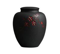 HZCVSG Cremation UrnsFor Ashes Funeral Urn Cremation Ash Jar Adult Children's Pet Burial Ceramics Memorial Funeral Urn Bone Household Cremation Special Altar Black White and Seal (Color : Black, Size