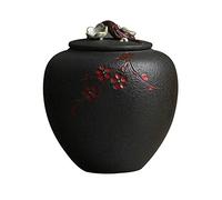 HZCVSG Cremation UrnsFor Ashes Funeral Urn Cremation Ash Jar Adult Children's Pet Burial Ceramics Memorial Funeral Urn Bone Household Cremation Special Altar Black White and Seal (Color : Black, Size