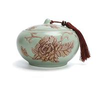 HZCVSG Cremation UrnsFor Ashes Funeral Urn Cremation Urns Adults Children Pet Urns Sealed Against Moisture Ceramic Material Waterproof Seal Tank Handmade Beautiful Relief Decoration Souvenir