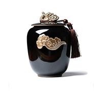 HZCVSG Cremation UrnsFor Ashes Funeral urn Cremation urns Adults Children Pet urns Sealed Against Moisture Gilt Ornamentation Exquisite Pattern Relief Fringe Shape Souvenir (Color : Black)