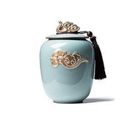 HZCVSG Cremation UrnsFor Ashes Funeral urn Cremation urns Adults Children Pet urns Sealed Against Moisture Gilt Ornamentation Exquisite Pattern Relief Fringe Shape Souvenir (Color : Green)