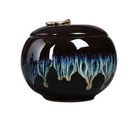 HZCVSG Cremation UrnsFor Ashes Souvenirs cremation urns Small bone burial urns for the ashes of humans and pets Household ceramic metal double-layer screw cap tightly sealed 11 * 9.5cm (Color : Black)