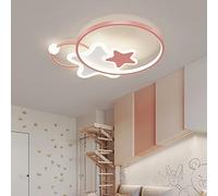 HZCVSG Dimmable Ceiling Light Fixture with Remote Control for Children's Bedroom Pink Acrylic Shade Chandelier Ø52*H6cm