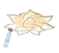 HZCVSG Dimmable Flower Shape Ceiling Light for Living Room Bedroom Children's Room Metal Acrylic Petal Ceiling Chandelier White 56W 3920LM Φ85×11CM