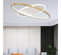 HZCVSG Dimmable Oval Chandelier with Remote Control for Living Room and Bedroom - 45cm - Stylish White Iron & Acrylic Ceiling Light