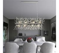 HZCVSG Elegant Crystal Chandelier Linear Dining Room Light for Living Room & Bedroom Stylish Chrome Finish