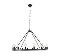 HZCVSG Extra Large Black Country Style Round Fixture with 20 Lights for High Ceiling Dining and Living Area - Farmhouse Wagon Wheel Chandelier
