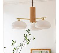 HZCVSG Farmhouse Rustic Wood Milk Glass Chandelier for Living Room Dining Room Kitchen Bedrooms & Hallways