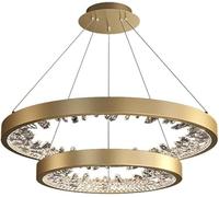 HZCVSG Fixtures K9 Crystal Dimmable Chandelier Gold Metal Circle Hanging Lamp Living Room,for Various Rooms