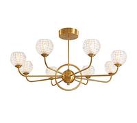 HZCVSG Gold Chandelier 8-Light Mid Century Hanging Pendant Fixture with Clear Glass Shades for Dining Kitchen Living Room Bedroom-Ra