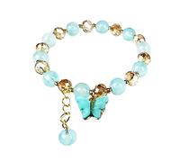 HZCVSG Gold Jade Crystal Butterfly Bracelets, Chinese Style Good Lucky Jade Dainty Beads Bracelets for Women