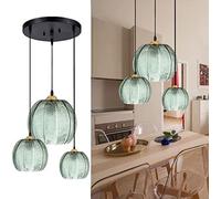 HZCVSG Green Pumpkin Vintage Striped Glass Ceiling Lights Chandeliers Kitchen Pendant Lamp
