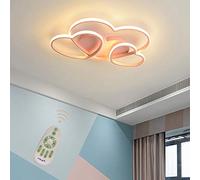 HZCVSG Heart Shaped Dimmable Ceiling Light Fixture with Remote Control for Kids Room Pink Acrylic Shade Chandelier for Bedroom Lounge Kitchen Hallway Flush Mount